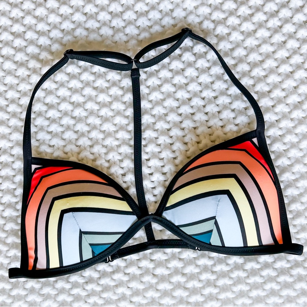 VS PINK Triangle Racerback Stripe Bikini Top Small